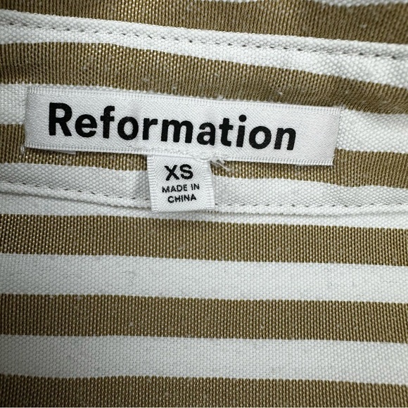 Reformation Womens Striped Button Down Deadstock XS Shirt Distressed - Picture 2 of 12